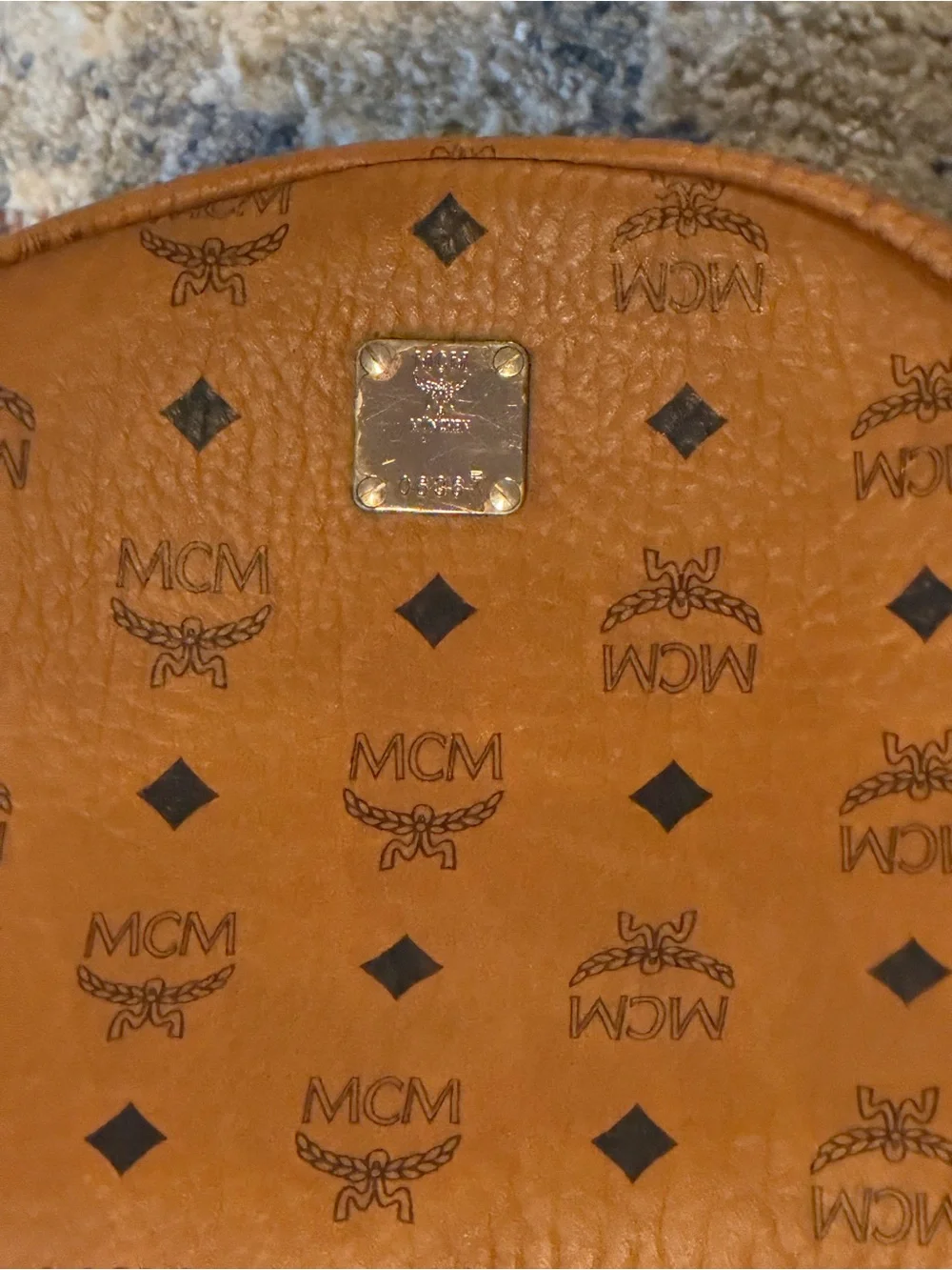 MCM Cognac Monogram Canvas Backpack